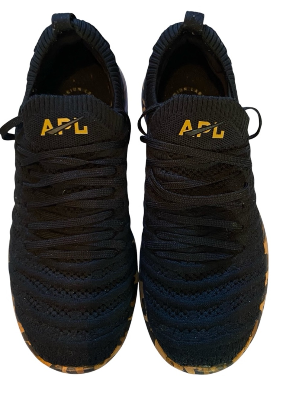 APL Black Knit Athletic Sneakers with leopard soles